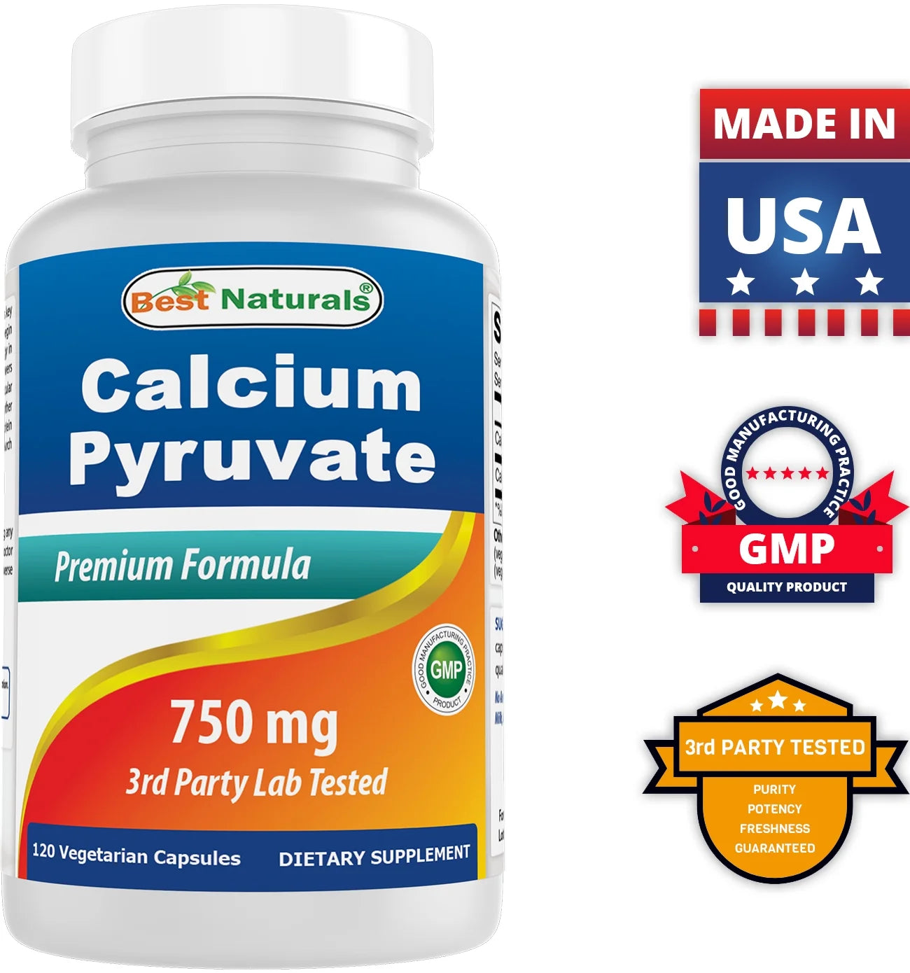 3 Pack Calcium Pyruvate 750 Mg 120 Capsules
