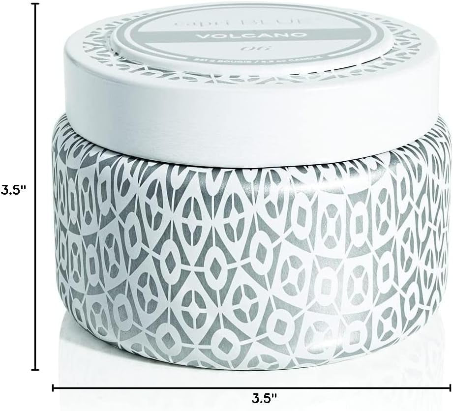 Volcano Scented Travel Tin Candle - Printed Travel Tin Jar Candle - Luxury Candle with a Soy Wax Blend - Volcano Candles with a Citrus Scent - White Candle (8.5 Oz)