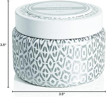 Volcano Scented Travel Tin Candle - Printed Travel Tin Jar Candle - Luxury Candle with a Soy Wax Blend - Volcano Candles with a Citrus Scent - White Candle (8.5 Oz)