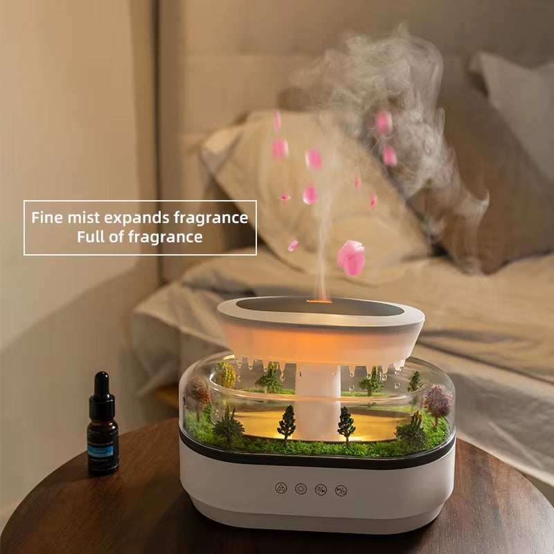 Rain Cloud Aroma Diffuser Small Air Humidifiers Water Drip Micro Landscape Essential Oils Ultrasonic Diffuser with 7 Night Light