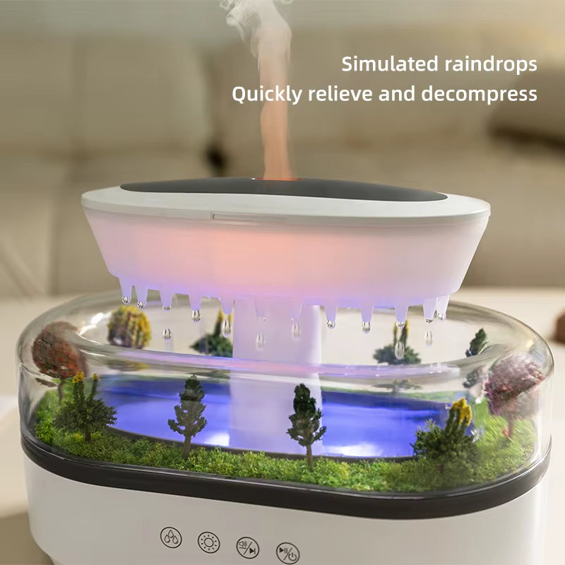 Rain Cloud Aroma Diffuser Small Air Humidifiers Water Drip Micro Landscape Essential Oils Ultrasonic Diffuser with 7 Night Light