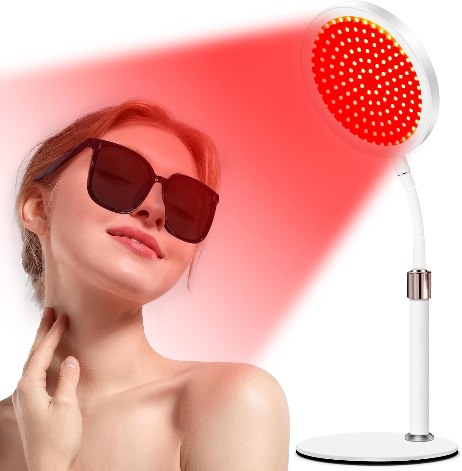 Red Light Therapy for Face, 660Nm & 850Nm & 940Nm Infrared Light Therapy, Height Adjustable & Angle Adjustable & Timer, 100Leds Red Light Therapy Lamp for Home Use