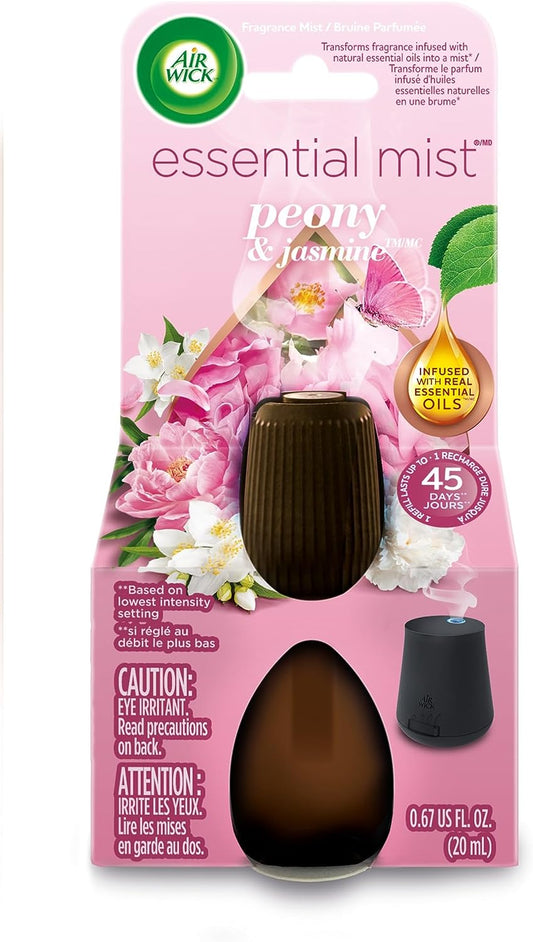 Essential Mist Refill, 1 Ct, Peony and Jasmine, Essential Oils Diffuser, Air Freshener