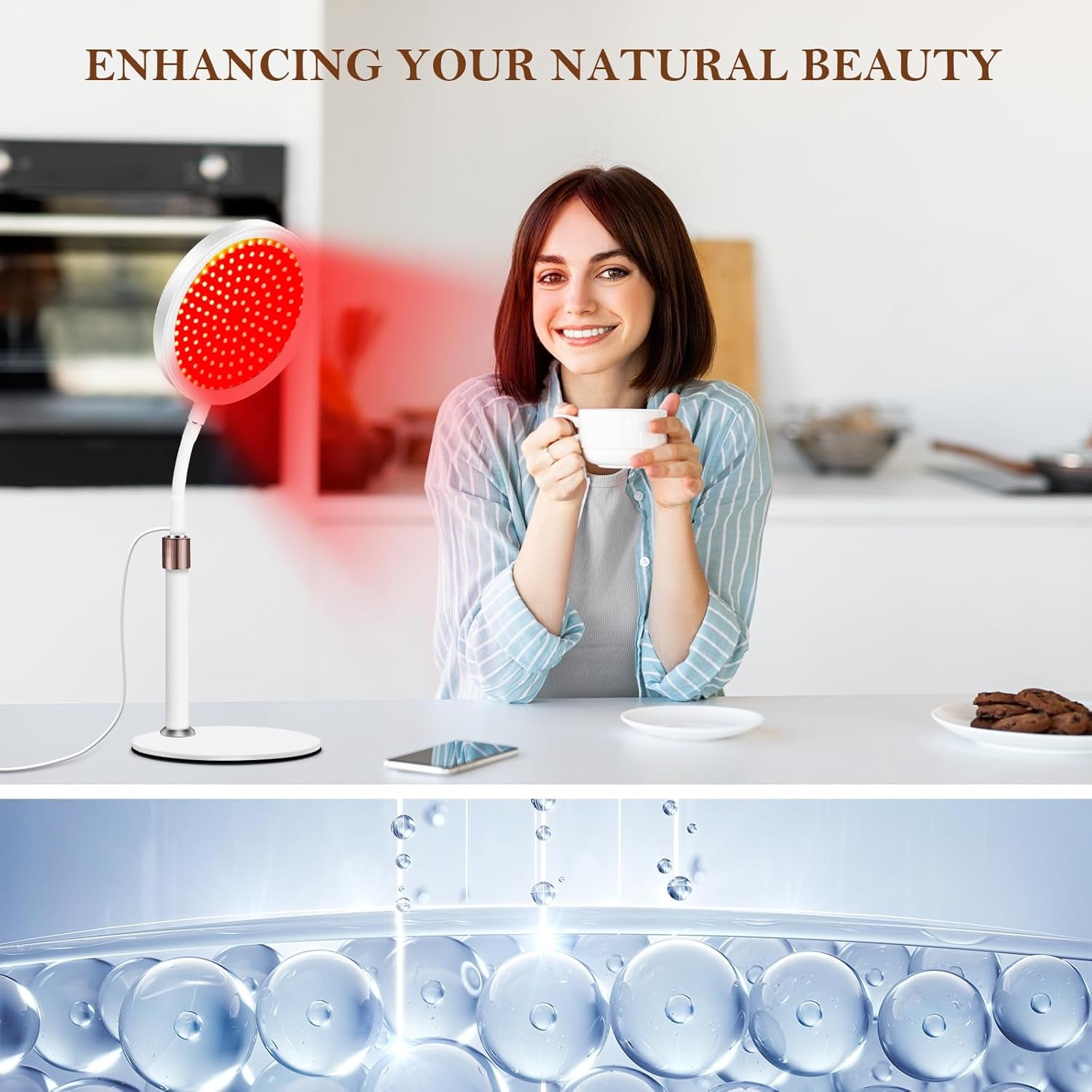 Red Light Therapy for Face, 660Nm & 850Nm & 940Nm Infrared Light Therapy, Height Adjustable & Angle Adjustable & Timer, 100Leds Red Light Therapy Lamp for Home Use