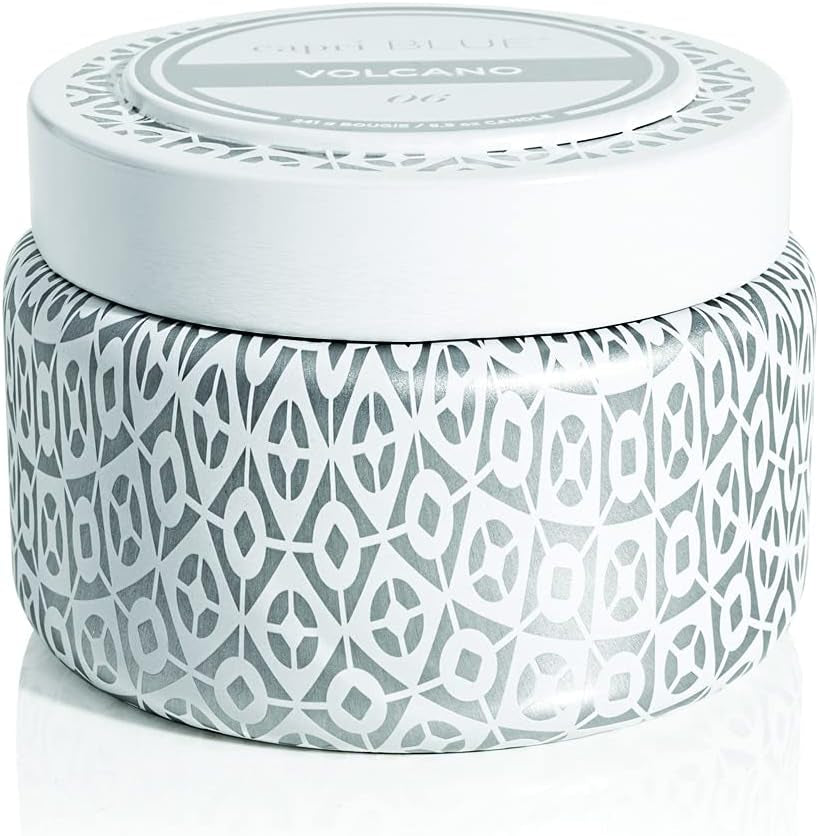 Volcano Scented Travel Tin Candle - Printed Travel Tin Jar Candle - Luxury Candle with a Soy Wax Blend - Volcano Candles with a Citrus Scent - White Candle (8.5 Oz)
