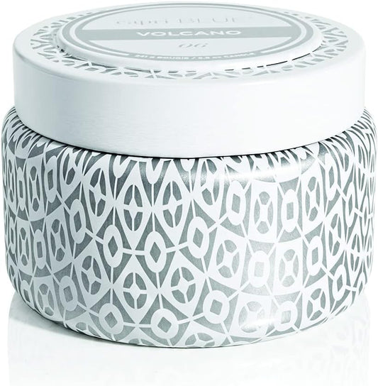Volcano Scented Travel Tin Candle - Printed Travel Tin Jar Candle - Luxury Candle with a Soy Wax Blend - Volcano Candles with a Citrus Scent - White Candle (8.5 Oz)