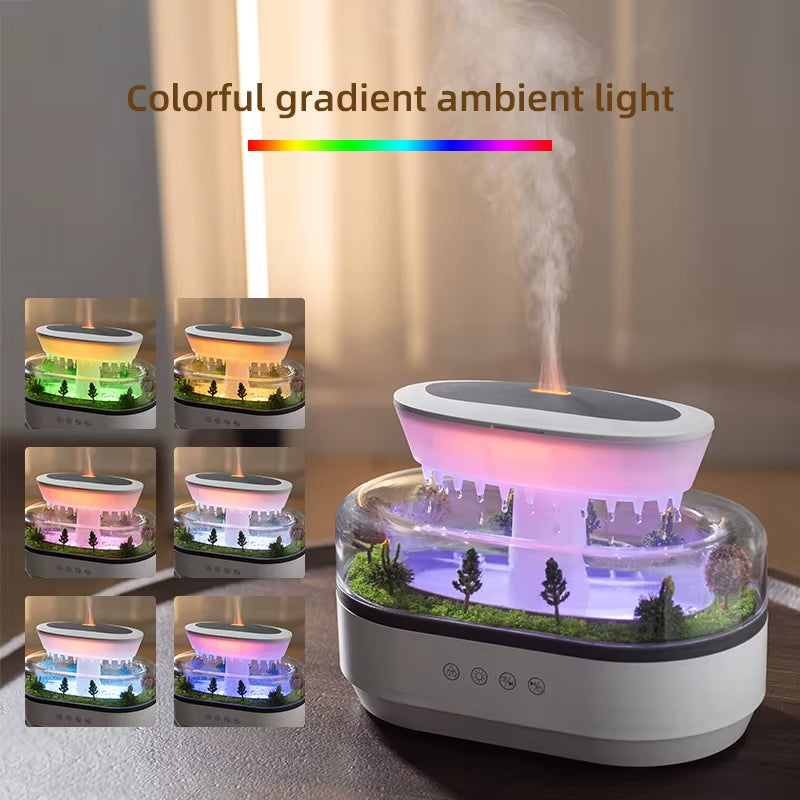 Rain Cloud Aroma Diffuser Small Air Humidifiers Water Drip Micro Landscape Essential Oils Ultrasonic Diffuser with 7 Night Light